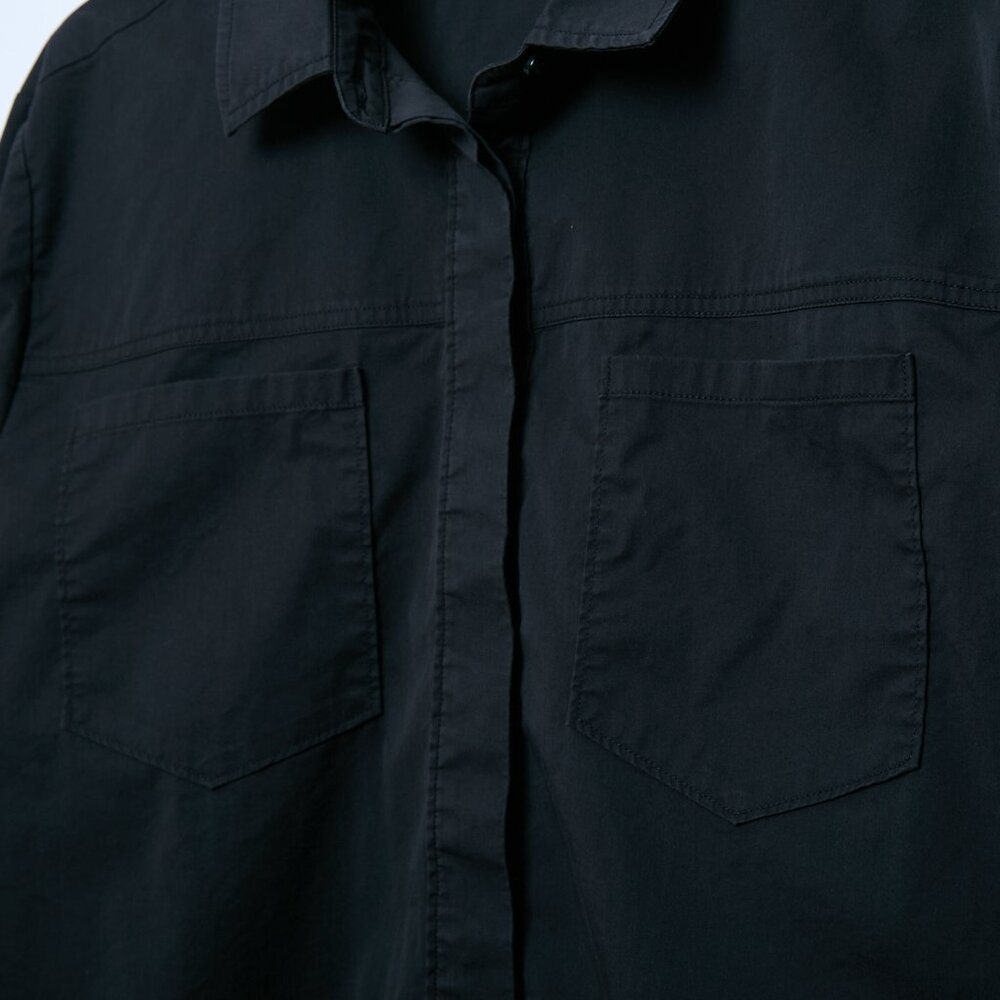 Good American Split Back Poplin Button Up Shirt black size 2 XS office siren - Picture 7 of 13